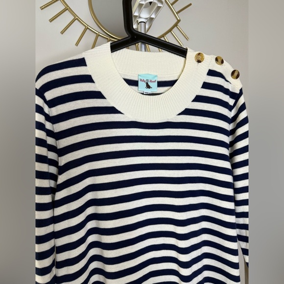 NWT Haley and the Hound Navy and Cream stripe long sleeve sweater dress Large - Picture 4 of 11